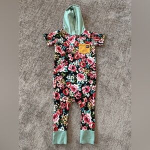 🌶️ Rags Floral Hooded Romper with Pocket. Size 3/4T